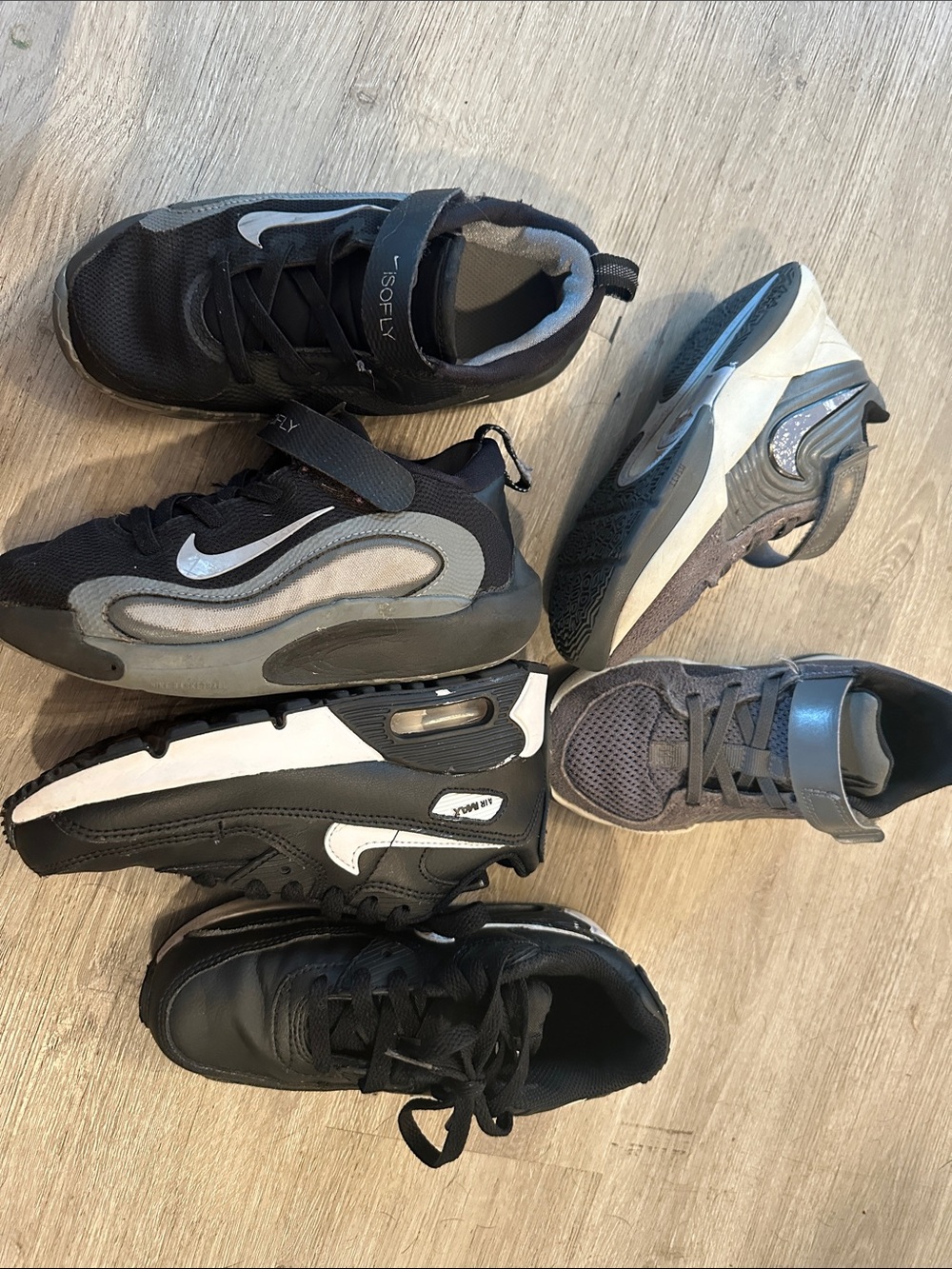 Nike Kids Black and Gray Mixed-Material Sneakers